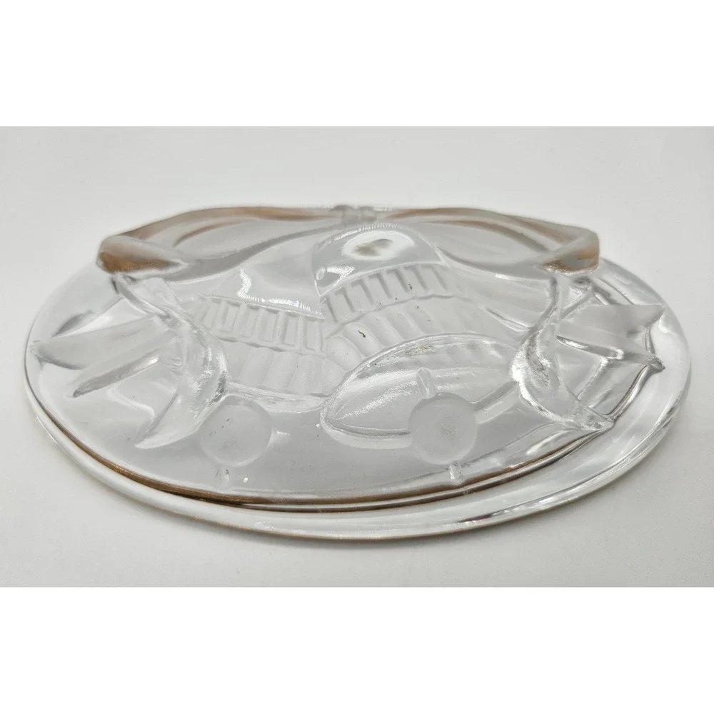 Mikasa Studio Nova Oval Glass Dish Gold Gilt Rim Bells‎ And Ribbons Design 7